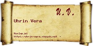 Uhrin Vera névjegykártya